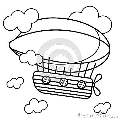 Coloring book with aerostat Vector Illustration